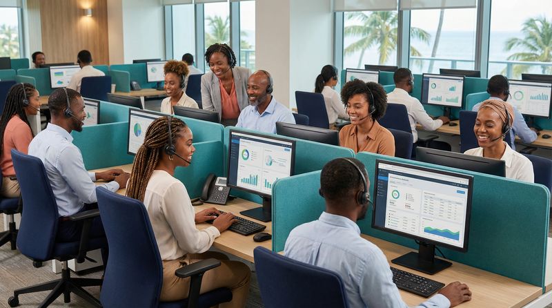 Customer support outsourcing team handling multichannel inquiries