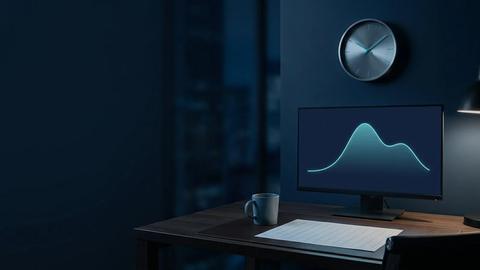 A staffing curve on a monitor, the Erlang C relationship between agents and service level