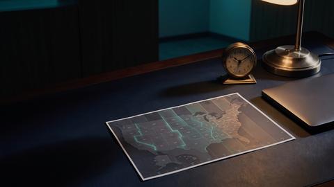 A US map with the time zone bands that set outbound quiet hours, and an evening clock