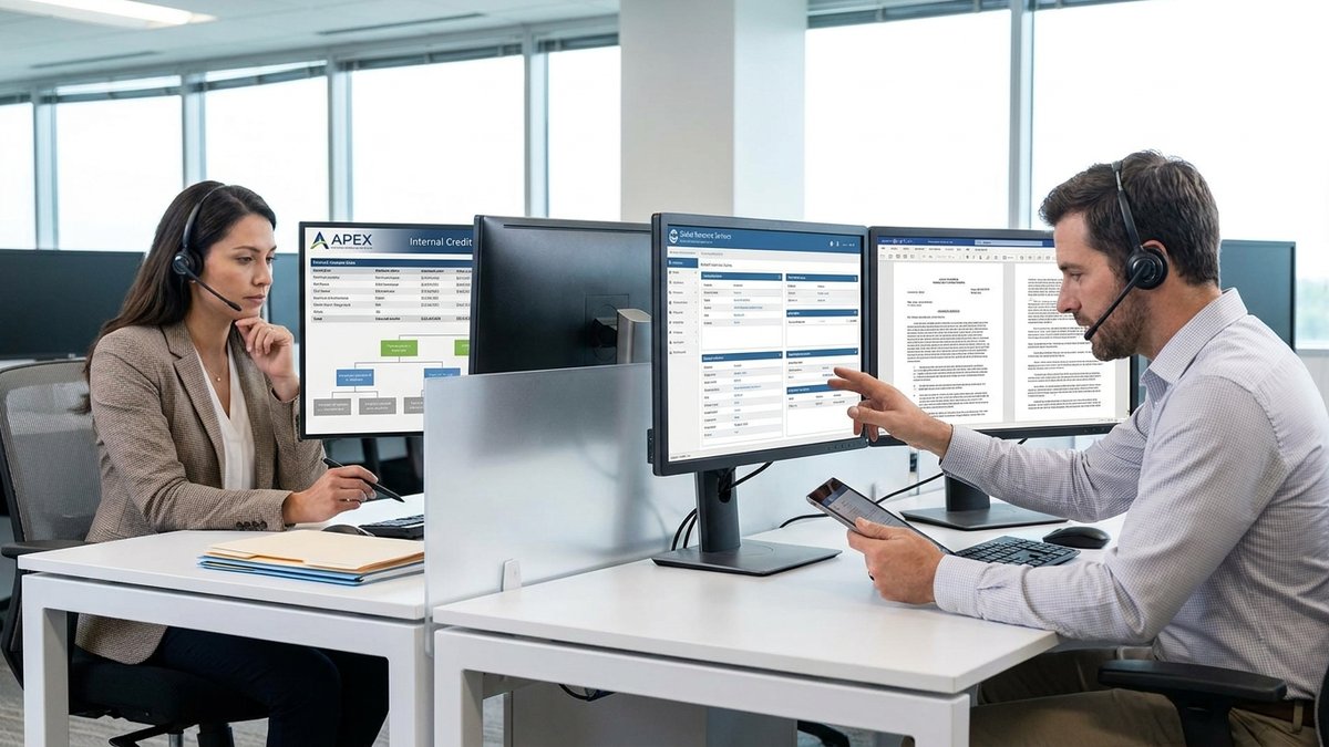 Two collectors at adjacent workstations comparing first-party vs third-party recovery