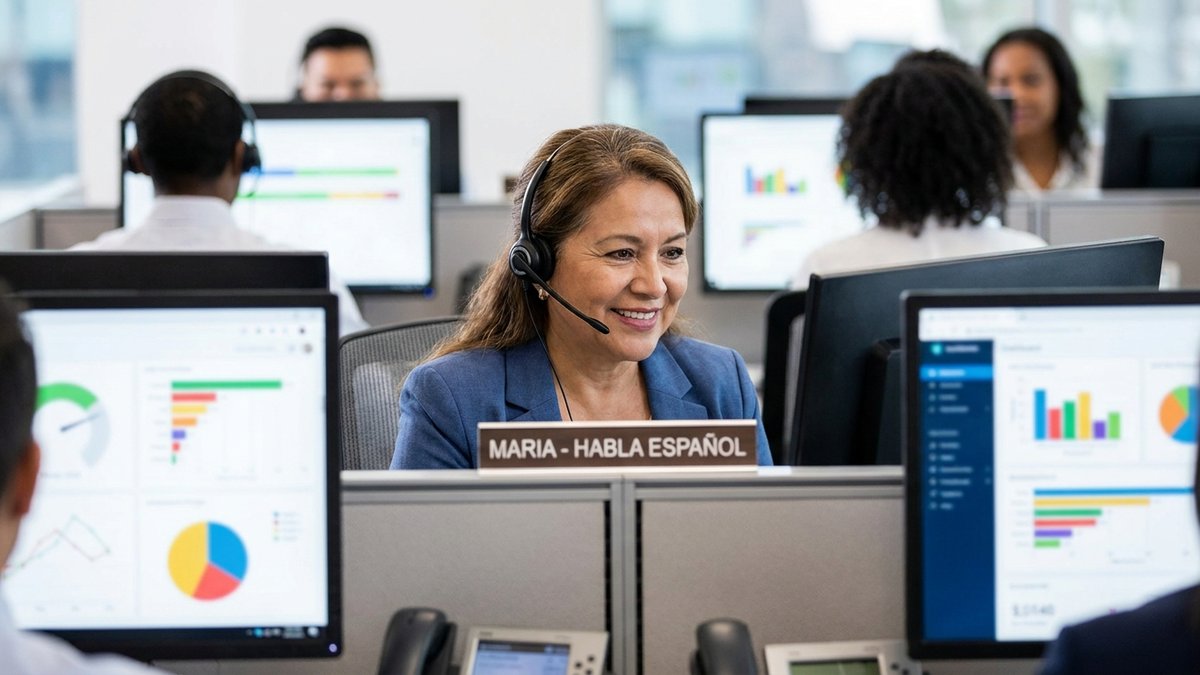 Bilingual Medicare enrollment representative with engaged warm expression